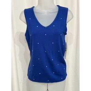 Hampshire Studio W/ Jewel Women's Blue Knit Top - Size S NWT